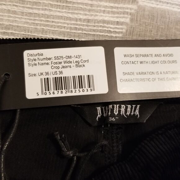 NWT Disturbia Foster Wide Leg Cord Crop Jeans - Picture 8 of 8